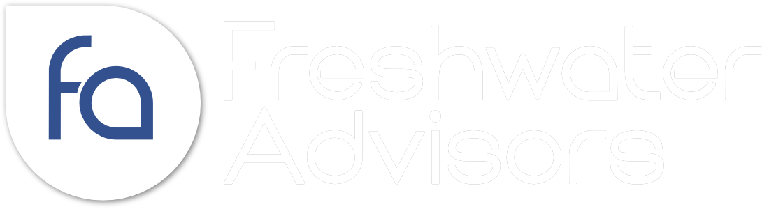Freshwater Advisors logo white for dark background